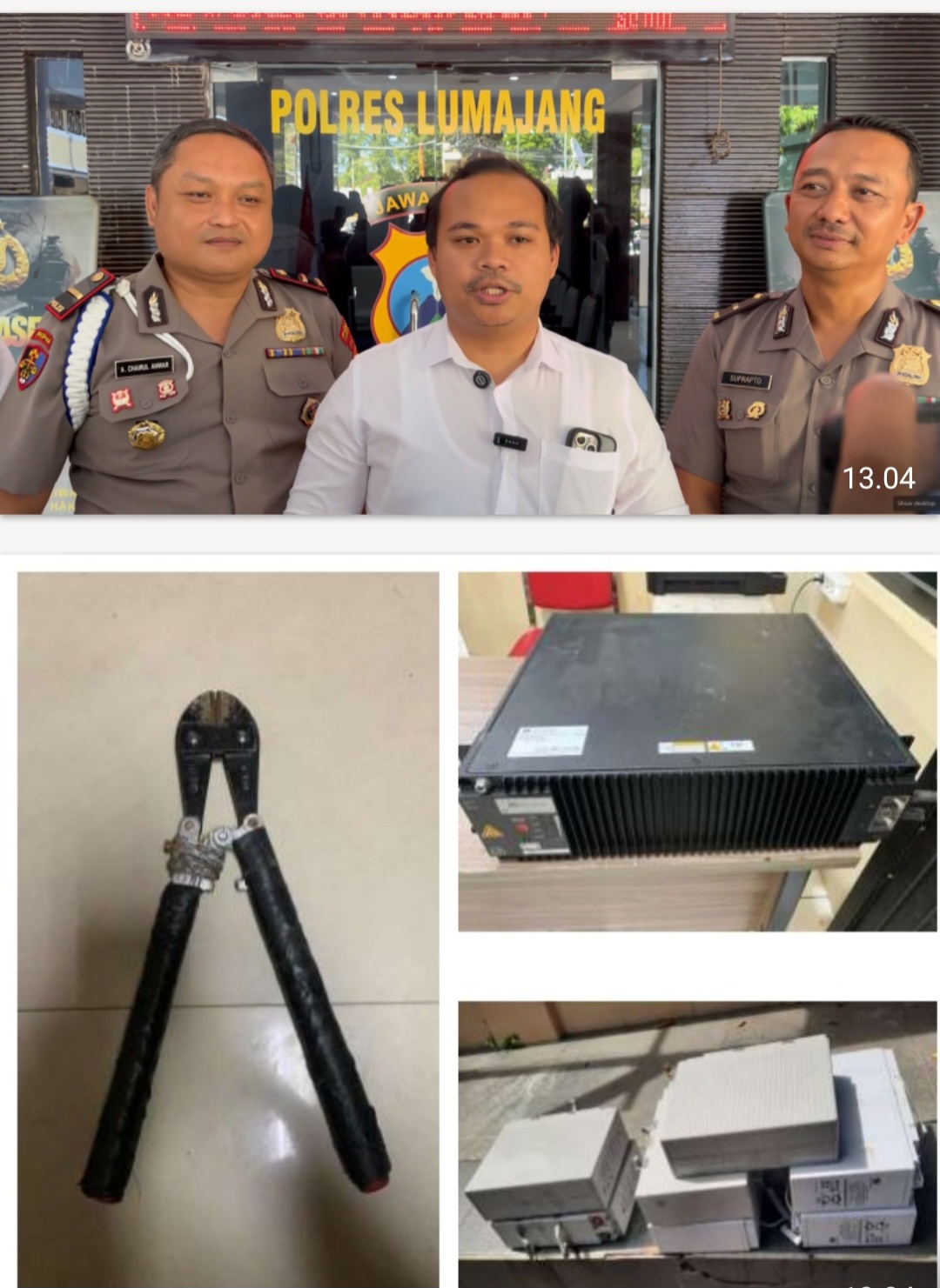 Kurang dari 24 Jam, Polres Lumajang Tangkap Tersangka Pencuri Baterai Tower Antar-Kota