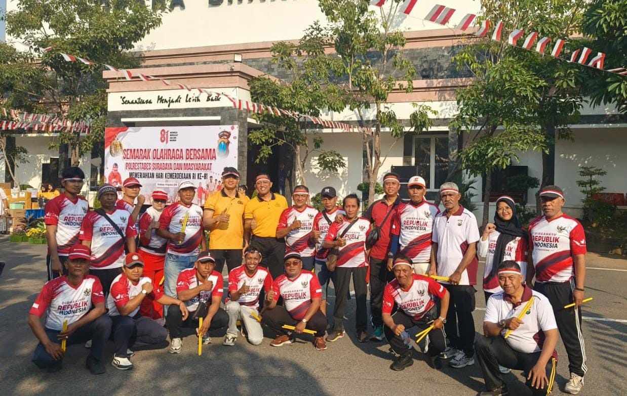 Semarak Olahraga Bersama Polrestabes Surabaya dan Masyarakat, Meriahkan HUT ke-81 Kemerdekaan RI